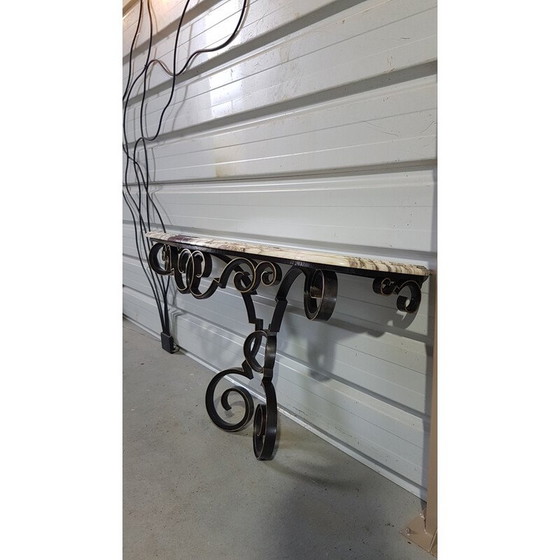 Image 1 of Vintage console in wrought iron and marble, 1950