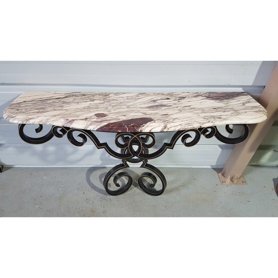 Image 1 of Vintage console in wrought iron and marble, 1950