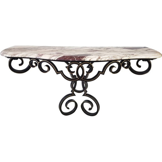 Image 1 of Vintage console in wrought iron and marble, 1950