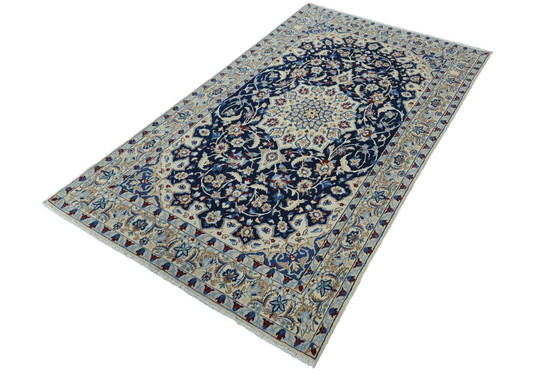 Image 1 of Hand Knotted Nain Persian Rug With Silk - 213 X 126 Cm