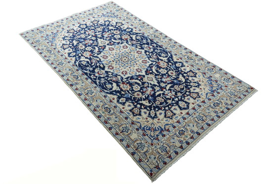 Image 1 of Hand Knotted Nain Persian Rug With Silk - 213 X 126 Cm