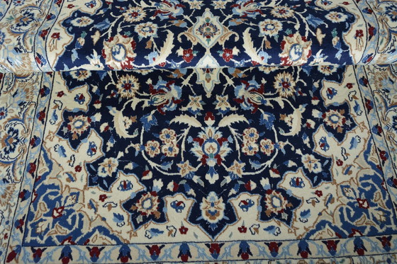 Image 1 of Hand Knotted Nain Persian Rug With Silk - 213 X 126 Cm