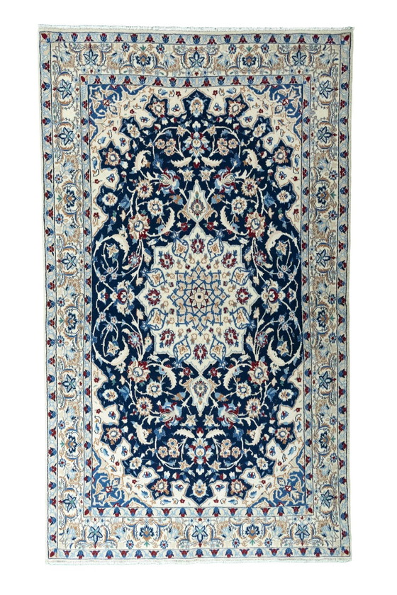 Image 1 of Hand Knotted Nain Persian Rug With Silk - 213 X 126 Cm