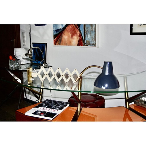 Vintage brass and lacquered steel wall lamp, Italy 1960