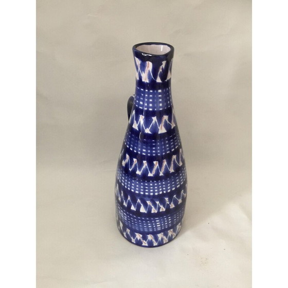 Image 1 of Vintage blue glazed earthenware vase by Robert Picault