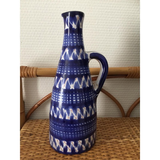 Image 1 of Vintage blue glazed earthenware vase by Robert Picault