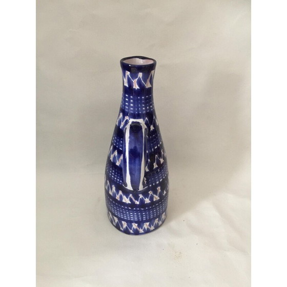 Image 1 of Vintage blue glazed earthenware vase by Robert Picault