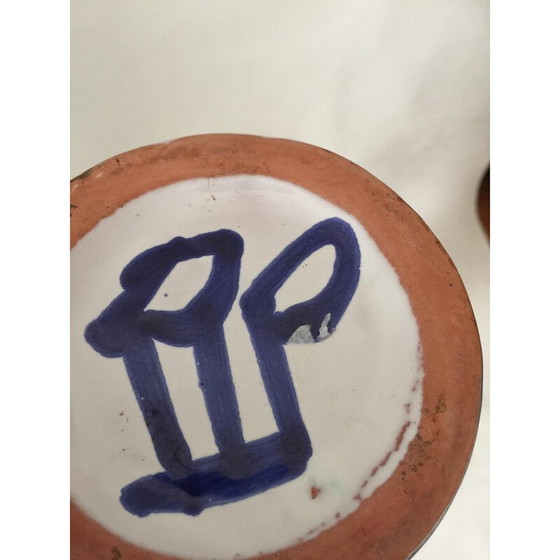 Image 1 of Vintage blue glazed earthenware vase by Robert Picault
