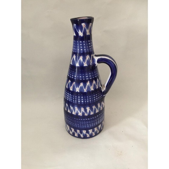 Image 1 of Vintage blue glazed earthenware vase by Robert Picault