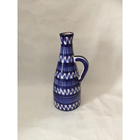 Image 1 of Vintage blue glazed earthenware vase by Robert Picault
