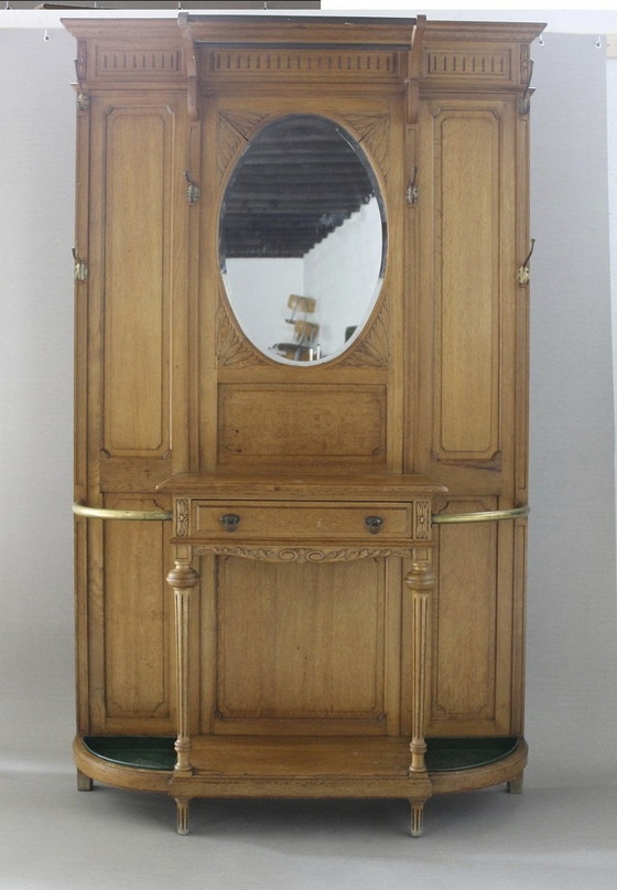 Image 1 of Art Nouveau Oak Hall Stand 1900S