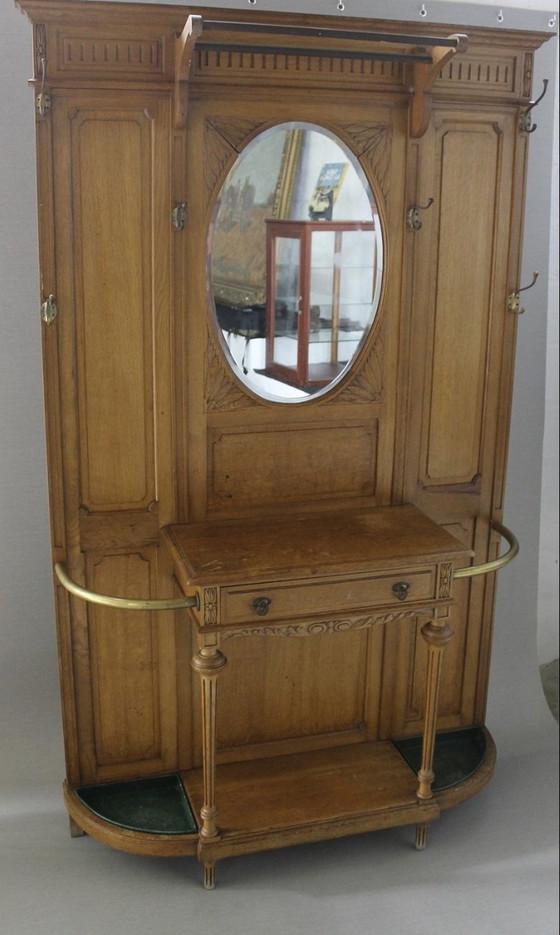 Image 1 of Art Nouveau Oak Hall Stand 1900S