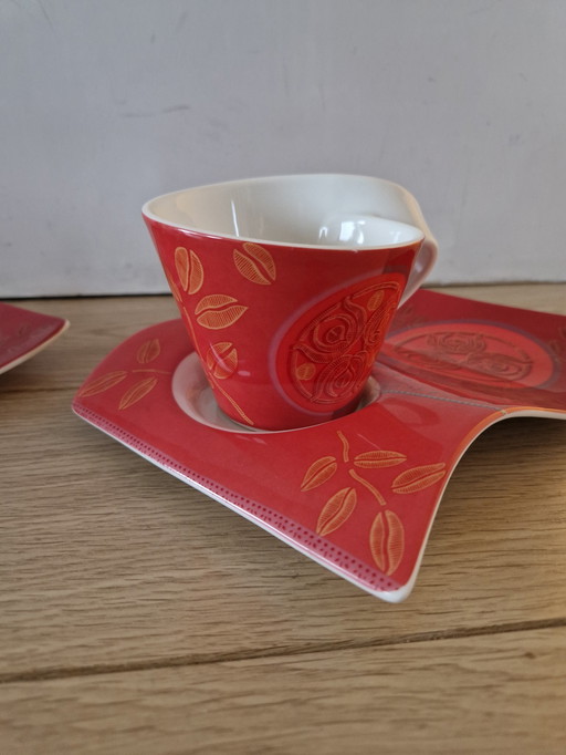 2x Villeroy & Boch New Wave Coffee Merah