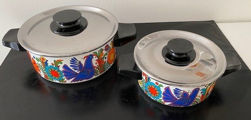 Villeroy & Boch 2 Enamel Pans With Lid "Acapulco