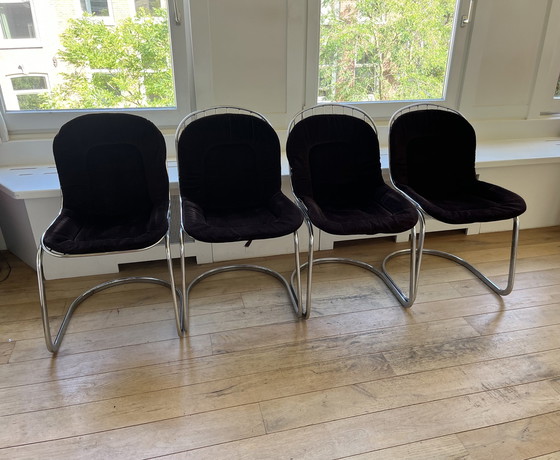 Image 1 of 4x Chrome Dining Chairs