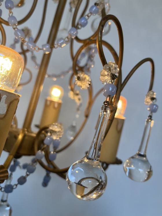 Image 1 of Lampe pendante goutte d'eau verre forgé vintage