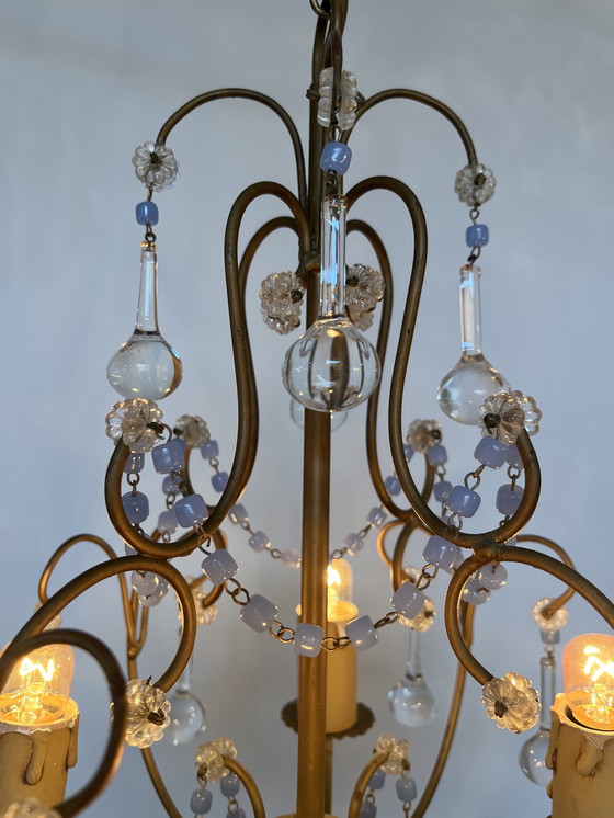 Image 1 of Lampe pendante goutte d'eau verre forgé vintage