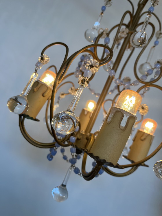 Image 1 of Lampe pendante goutte d'eau verre forgé vintage