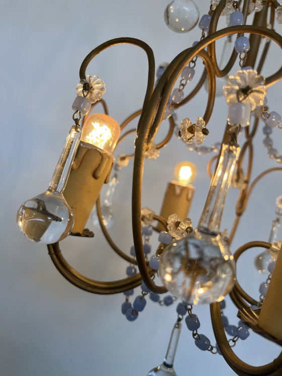 Image 1 of Lampe pendante goutte d'eau verre forgé vintage