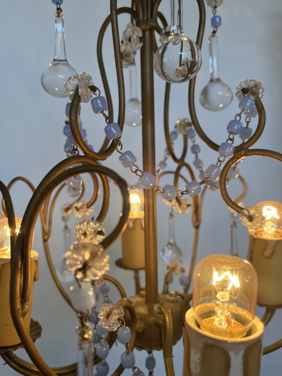 Image 1 of Lampe pendante goutte d'eau verre forgé vintage