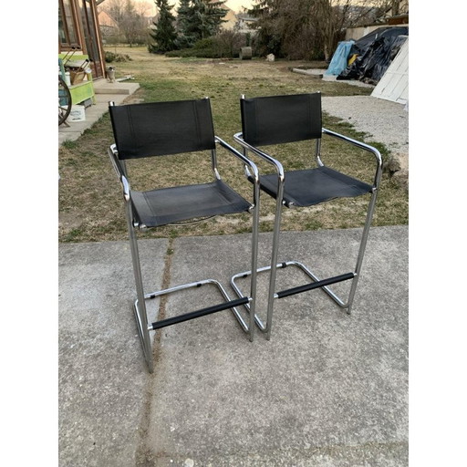 Pair of mid-century tubular bar stools