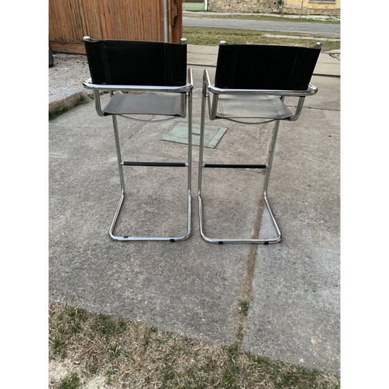 Image 1 of Pair of mid-century tubular bar stools