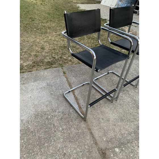 Image 1 of Pair of mid-century tubular bar stools