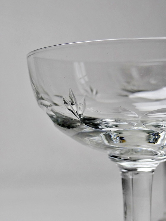 Image 1 of 5 Antique Champagne Cups Chased Crystal Glass