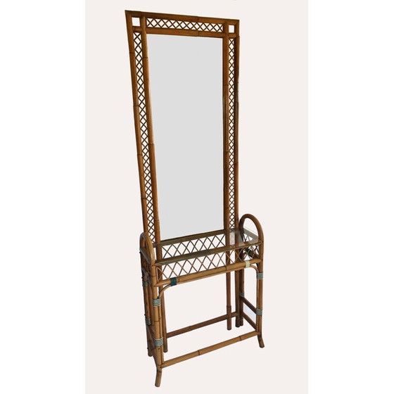 Image 1 of Vintage entrance console in rattan Carlo Giudici Italy 1920s