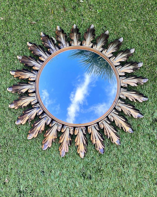 Vintage Deknudt sunburst witch's eye sunburst mirror