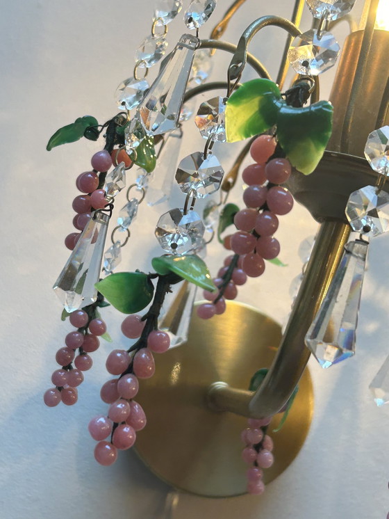 Image 1 of Set di 2 lampade da parete vintage italiane a forma di uva rosa