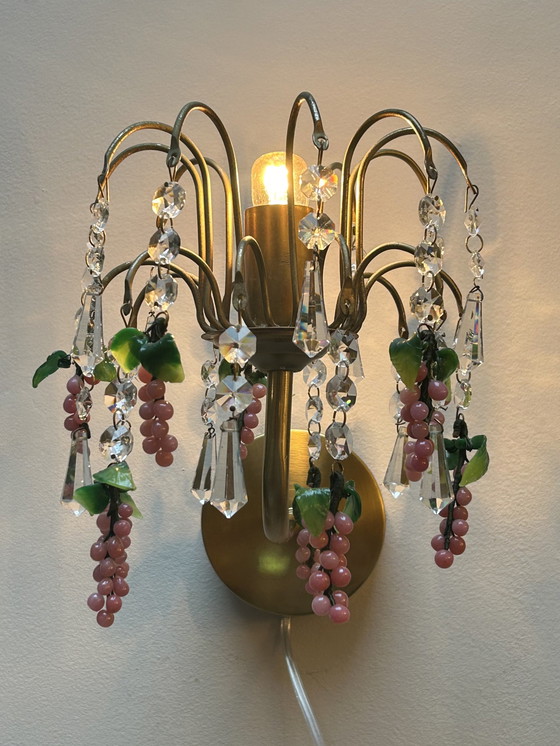 Image 1 of Set di 2 lampade da parete vintage italiane a forma di uva rosa