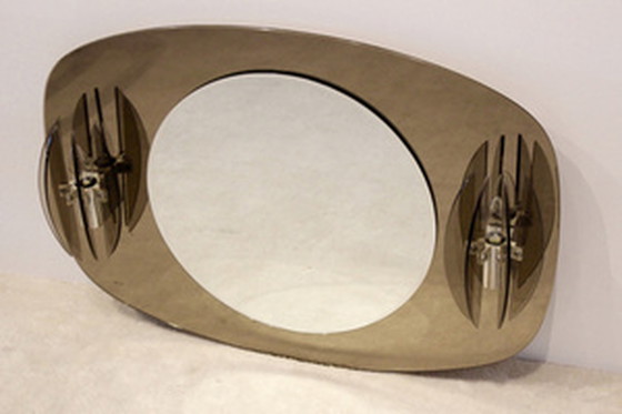Image 1 of Veca Miroir en verre italien bicolore avec appliques en verre
