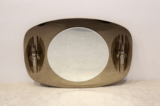 Image 1 of Veca Miroir en verre italien bicolore avec appliques en verre