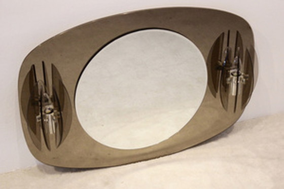 Image 1 of Veca Miroir en verre italien bicolore avec appliques en verre