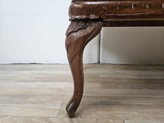 Image 1 of Chippendale Chest Of Drawers In Walnut And Maple With Brass Handles