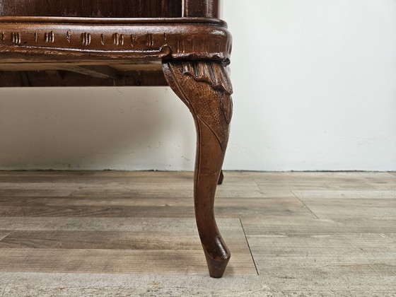 Image 1 of Chippendale Chest Of Drawers In Walnut And Maple With Brass Handles