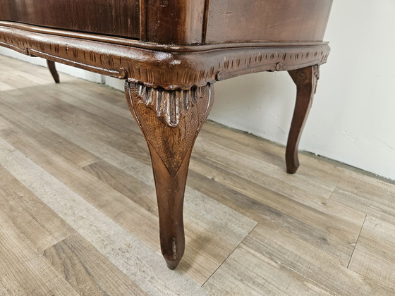 Image 1 of Chippendale Chest Of Drawers In Walnut And Maple With Brass Handles