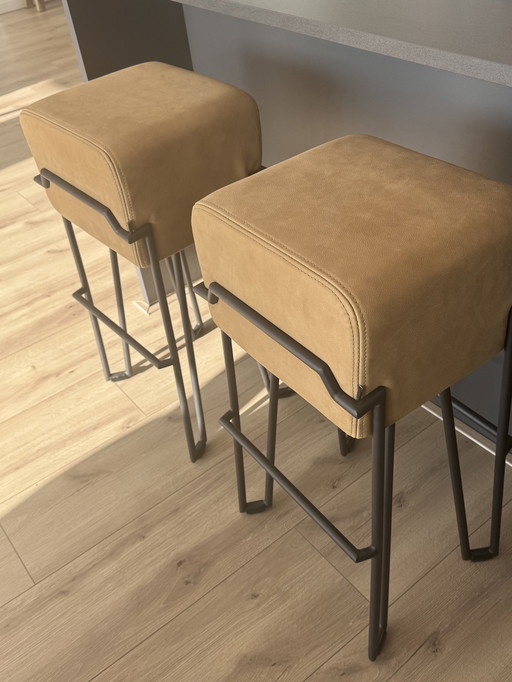 Leather Barstools Bokk by Puik 75 cm