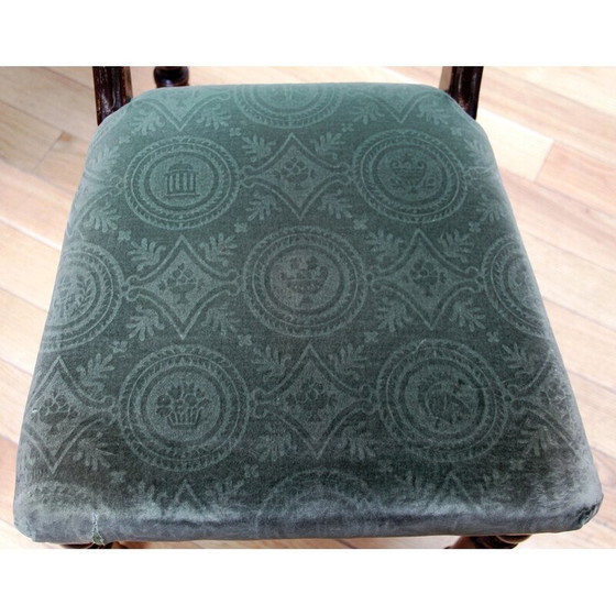 Image 1 of Set of 3 vintage wood and velvet chairs