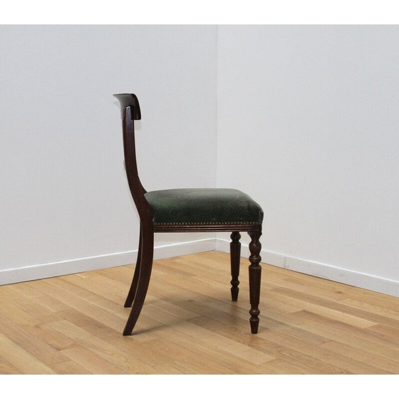 Image 1 of Set of 3 vintage wood and velvet chairs