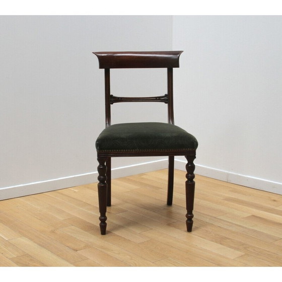 Image 1 of Set of 3 vintage wood and velvet chairs