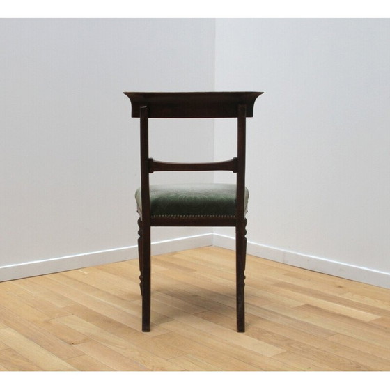 Image 1 of Set of 3 vintage wood and velvet chairs
