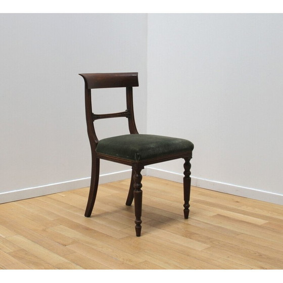Image 1 of Set of 3 vintage wood and velvet chairs