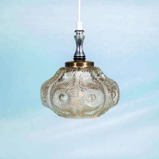 Lampe suspendue suédoise en verre, design vintage, années 60, verre artisanal