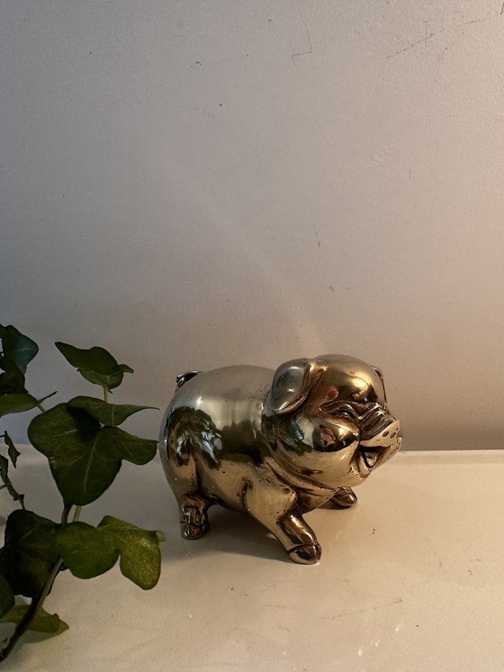 Image 1 of Statuetta vintage in ottone raffigurante un maiale 