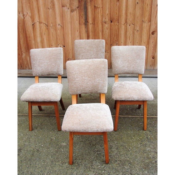 Image 1 of Set of 4 vintage wood and fabric chairs, Denmark 1960s