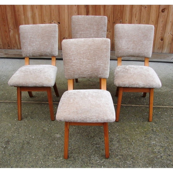Image 1 of Set of 4 vintage wood and fabric chairs, Denmark 1960s