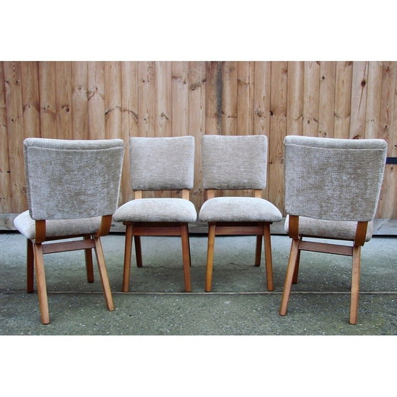 Image 1 of Set of 4 vintage wood and fabric chairs, Denmark 1960s