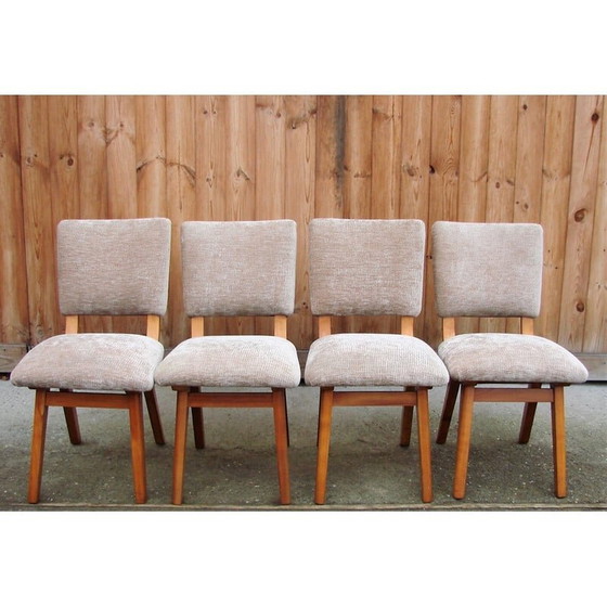 Image 1 of Set of 4 vintage wood and fabric chairs, Denmark 1960s